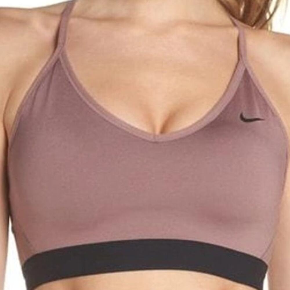 Nike Dri Fit Indy Sports Bra Racerback Mesh Moisture Wicking Mauve Pink M